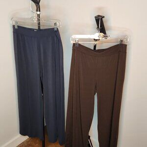 Set of 2 CAbi Cropped Travel Pants - Size Medium - Navy + Brown
